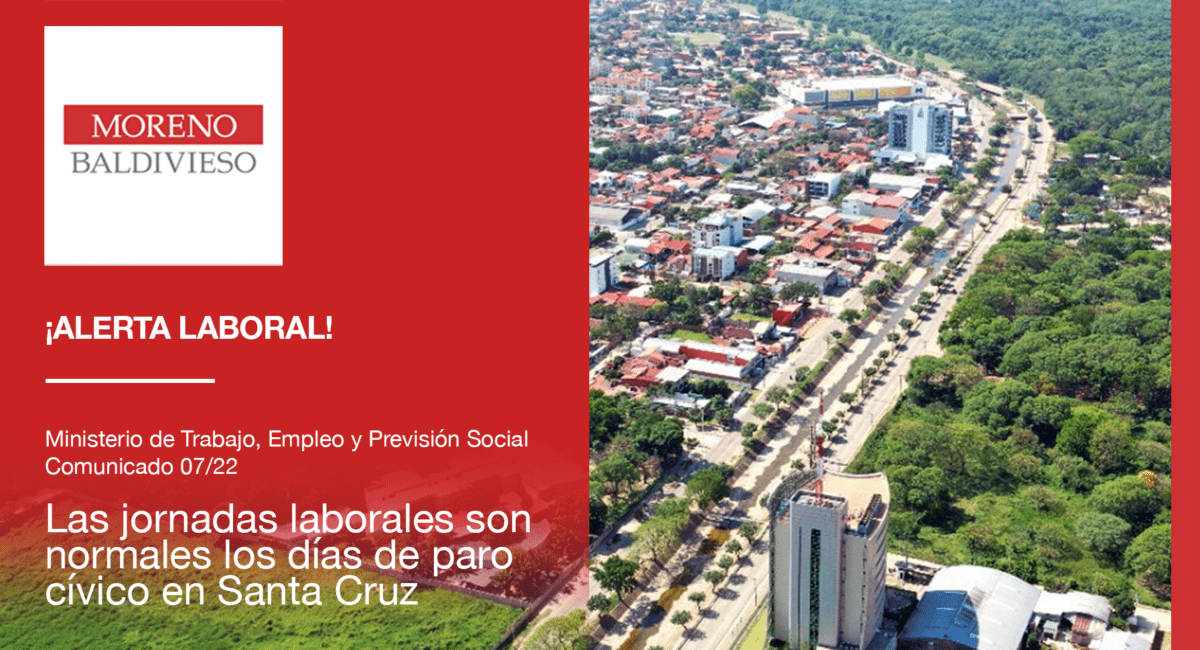 MINISTERIO DE TRABAJO, EMPLEO Y PREVISIÓN SOCIAL DETERMINA COMO JORNADAS LABORALES NORMALES LOS DÍAS DE PARO CÍVICO