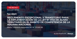 REGLAMENTO EXCEPCIONAL Y TRANSITORIO PARA LA IMPLEMENTACIÓN DE LA LEY N° 1733 DE ALIVIO TRIBUTARIO EN EL AMBITO DE COMPETENCIA DE LA ADUANA NACIONAL
